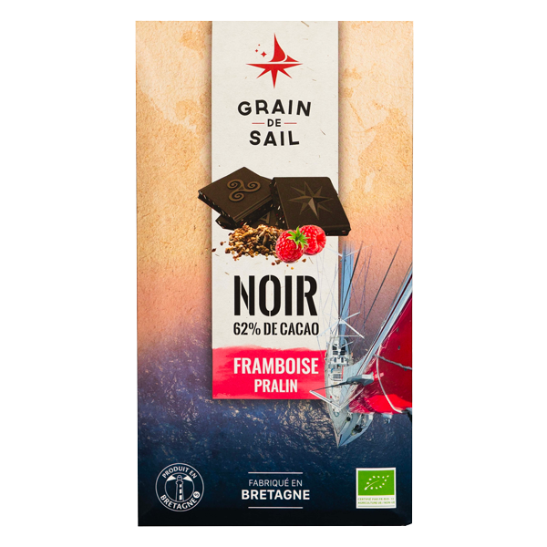 Grain de Sail Bio Zartbitterschokolade Himbeere Praline Tafel 100g
