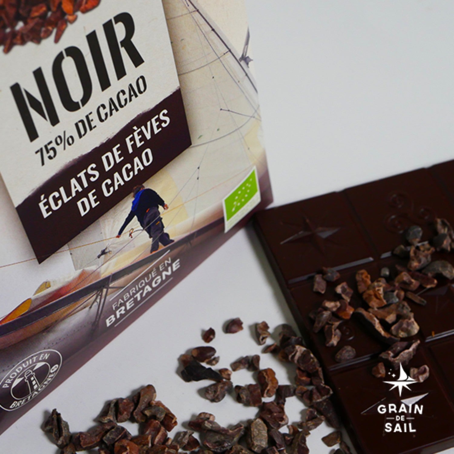 Grain de Sail Bio Zartbitterschokolade 75 Prozent Kakao Kakaosplitter Tafel 100g