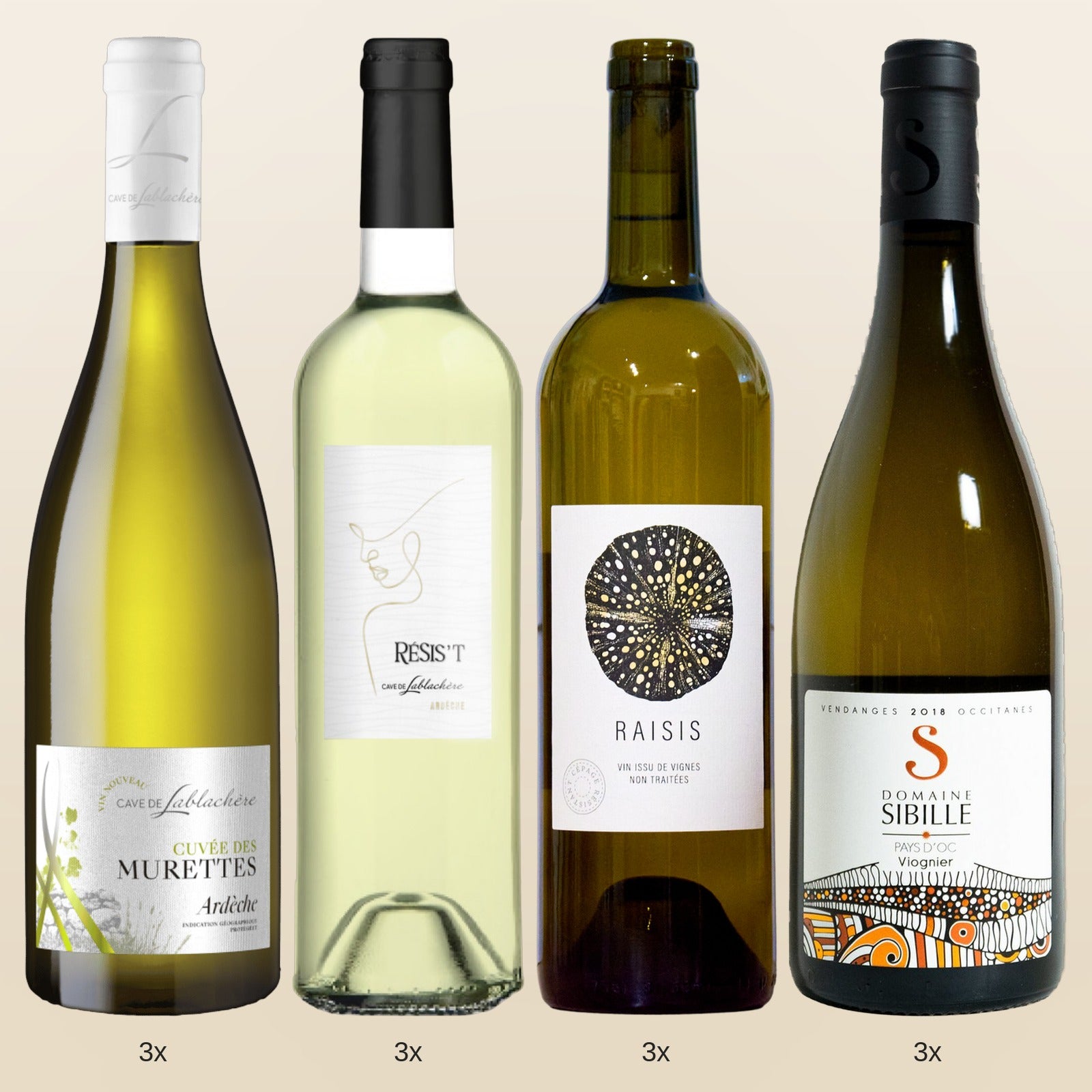 Blanc du Midi, Murettes, Résis t, Résis und Viognier Sibille