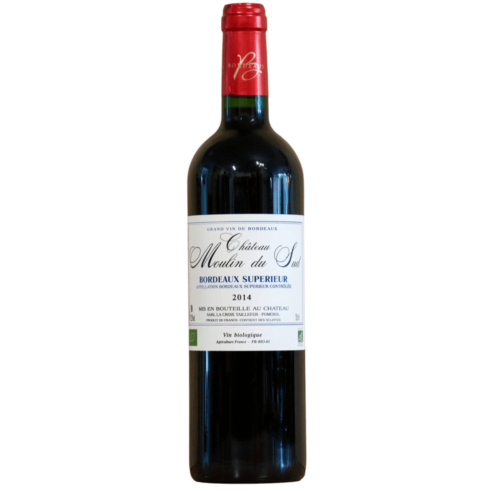 Château Moulin du Sud,  Bordeaux Supérieur Rouge 2014, Flasche
