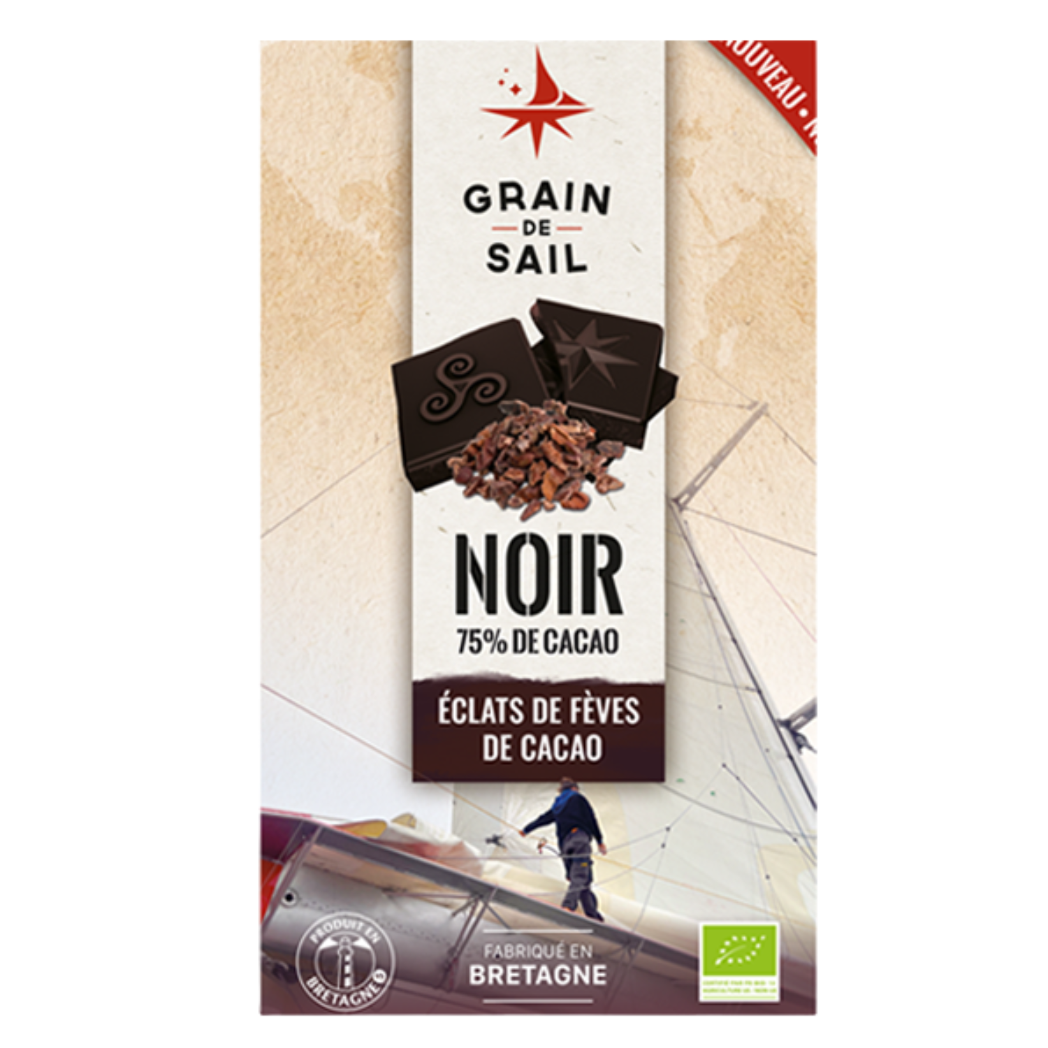 Grain de Sail Bio Zartbitterschokolade 75 Prozent Kakao Kakaosplitter Tafel 100g