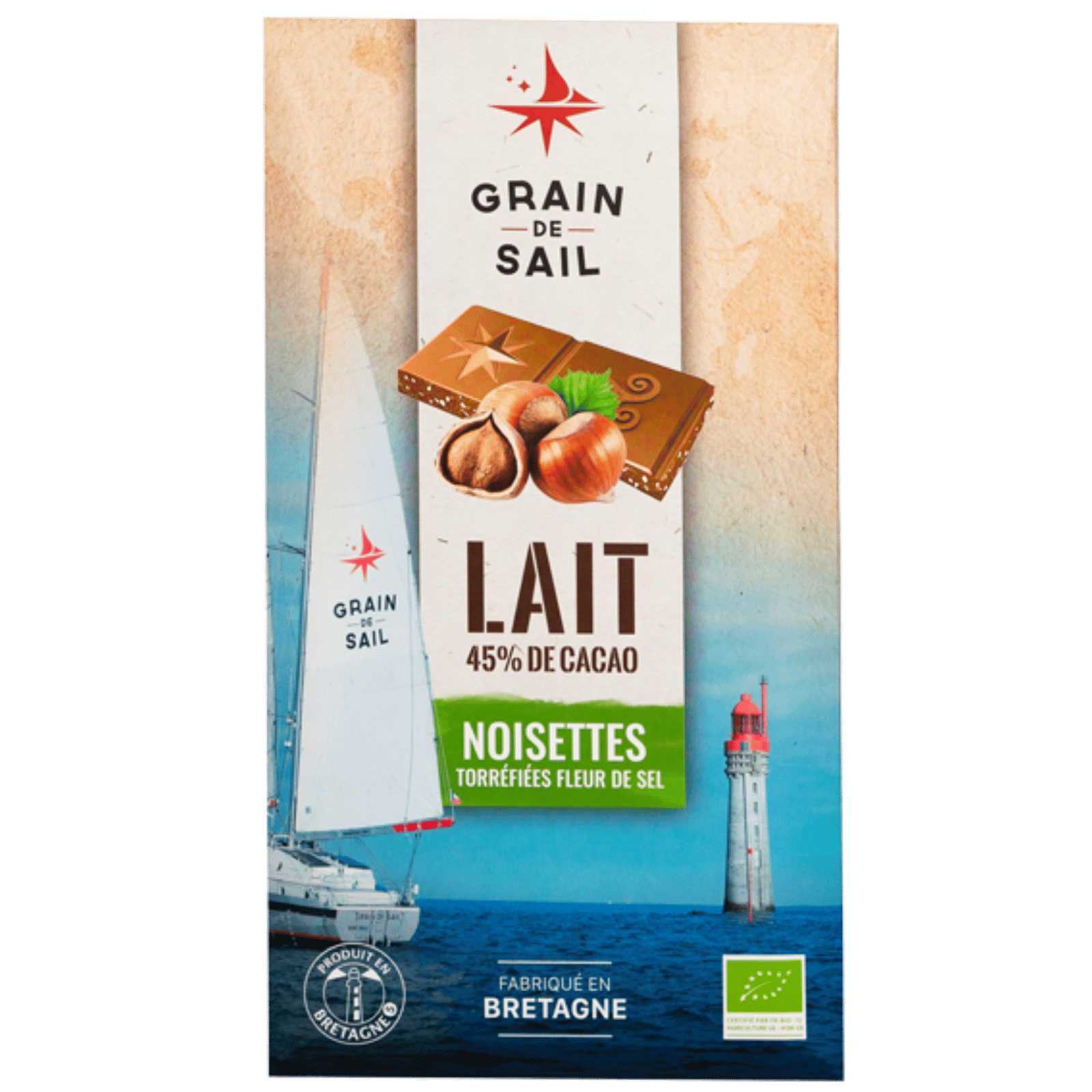 Grain de Sail Bio Milchschokolade geroestete Haselnuesse Fleur de Sel Tafel 100g