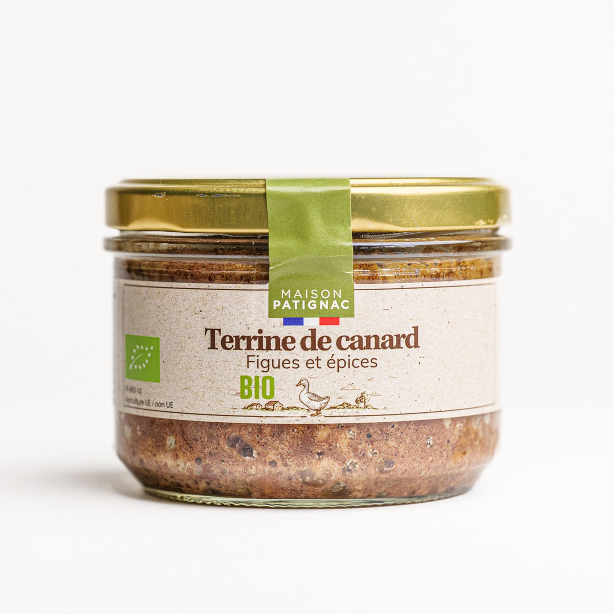 Maison Patignac Bio Terrine de canard figues et épices, Enten-Terrine mit Feigen im Glas 180 g