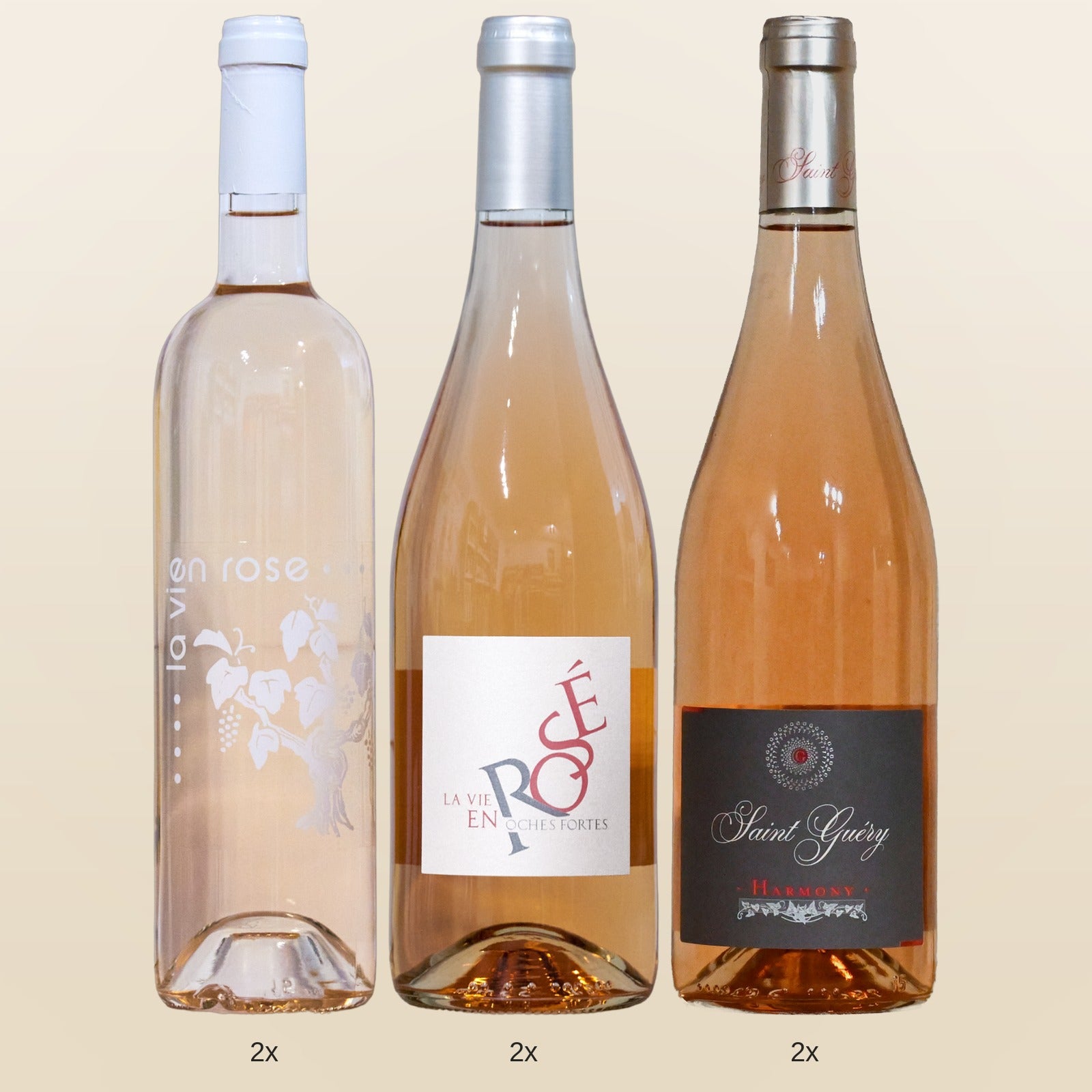 Rosé Trio Rhône, La Vie en Rose, La Vie en Rosé und Harmony
