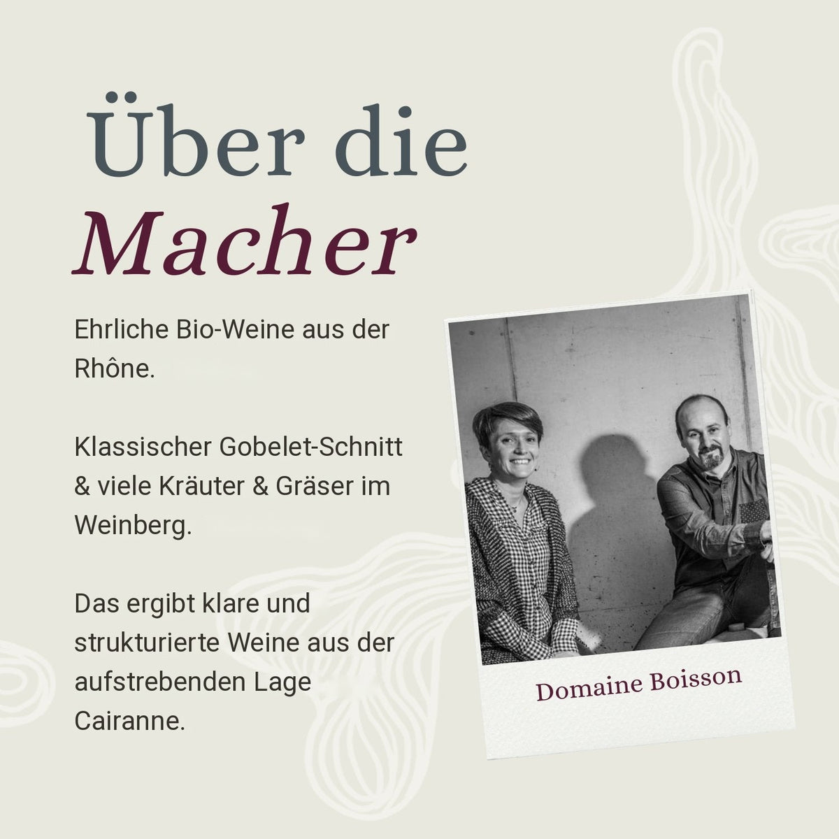 Domaine Boisson, Infotafel Über die Macher