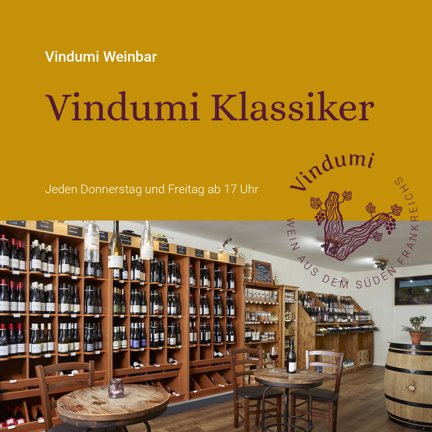 Vindumi Klassiker Tasting, Weinbar Kirkel-Limbach, jeden Donnerstag und Freitag ab 17 Uhr