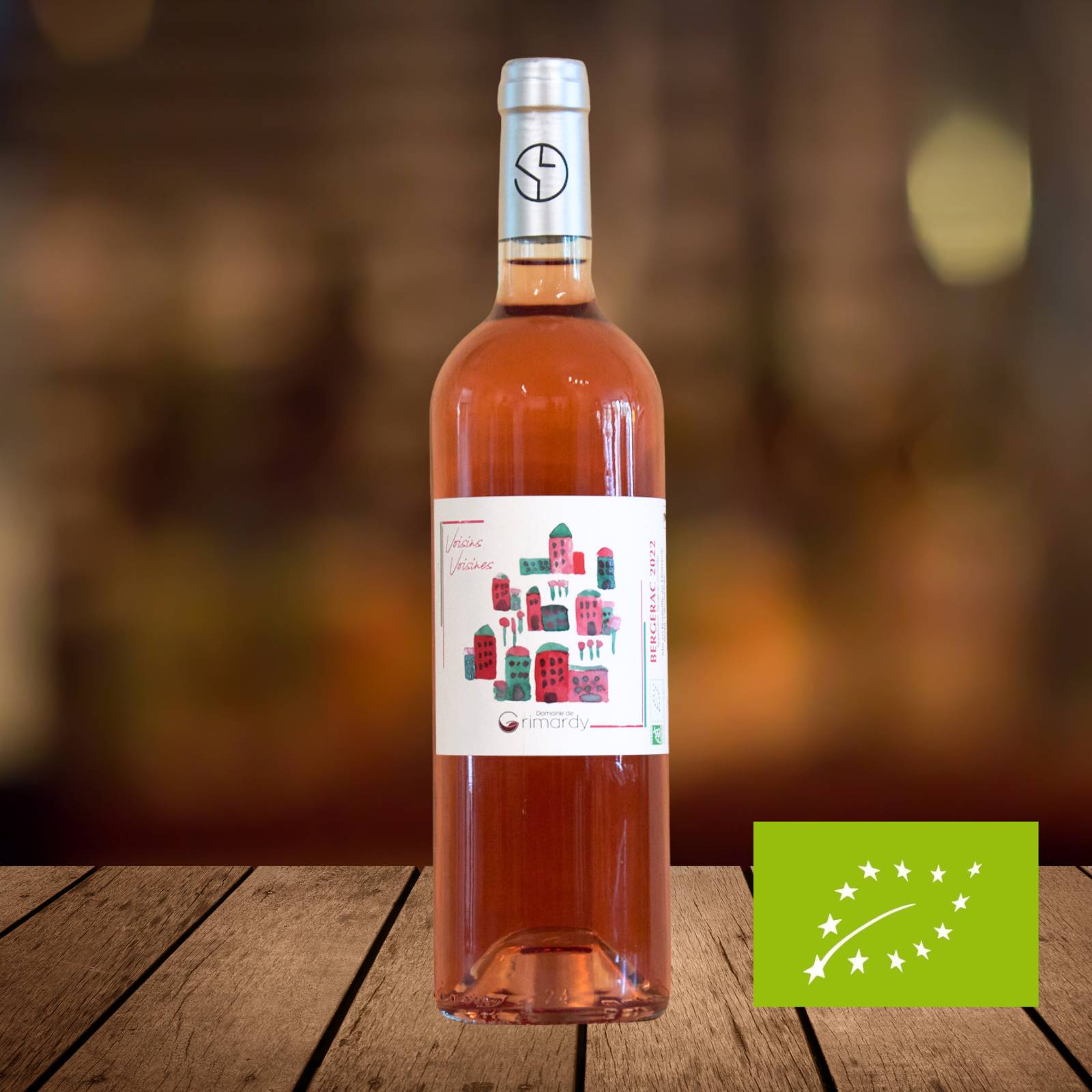 Voisins Voisines, Bergerac Rosé 2024, serviert, Szene