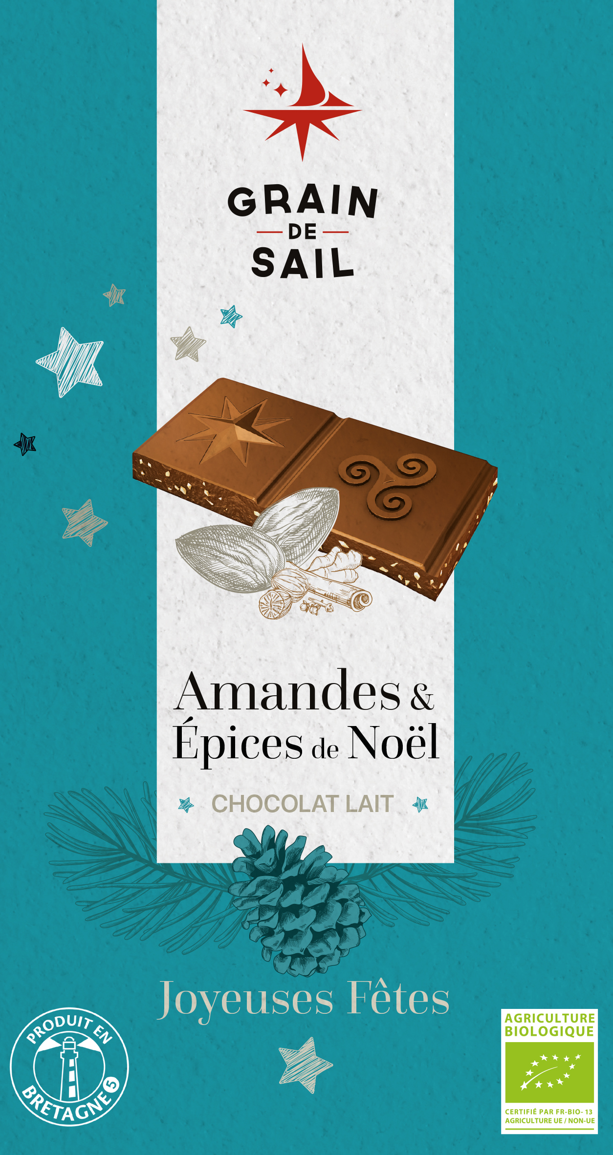 Schokolade Lait 45% Amandes et Épices
