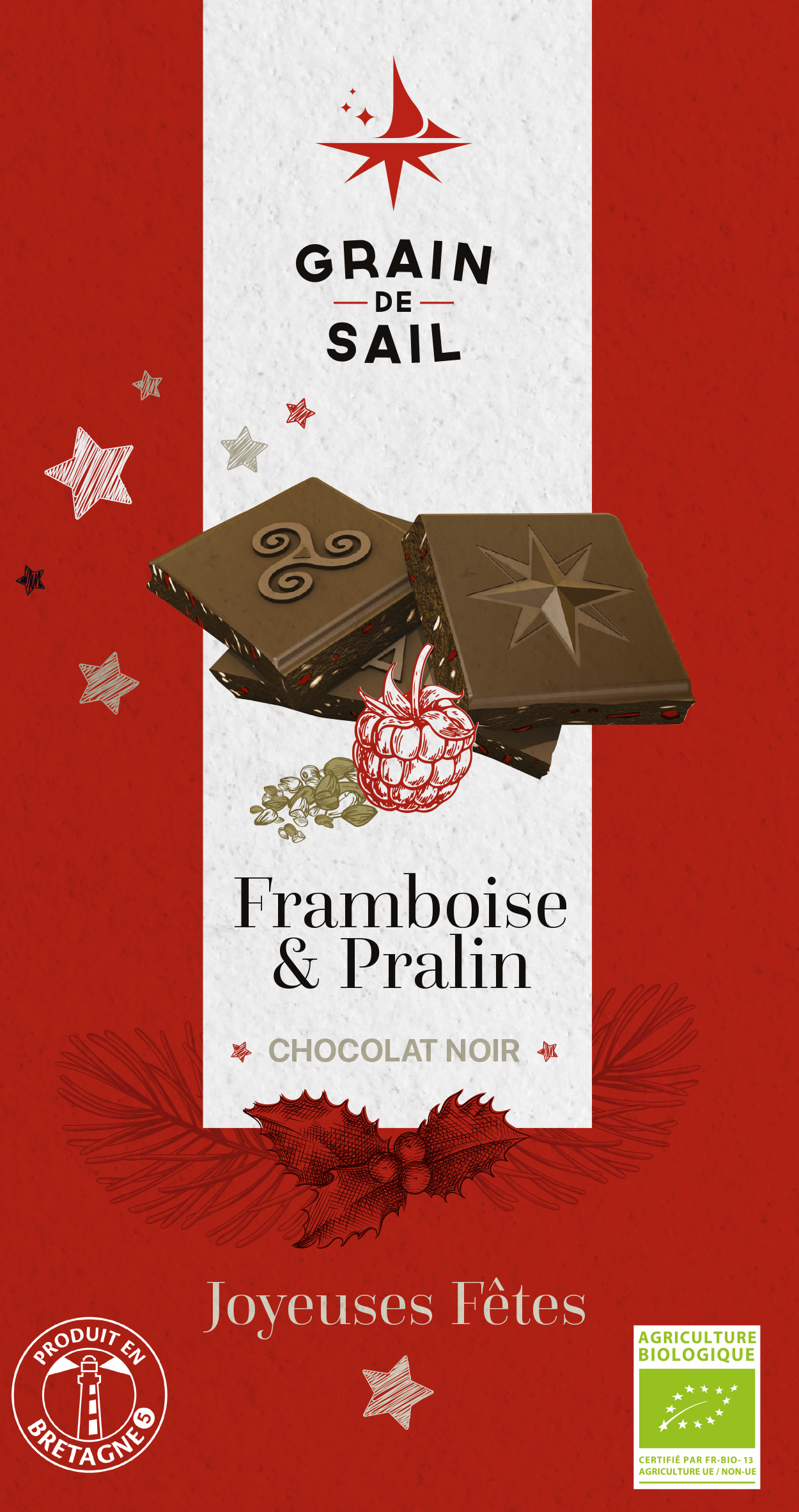 Schokolade Noir Framboise & Pralin 62% Kakao